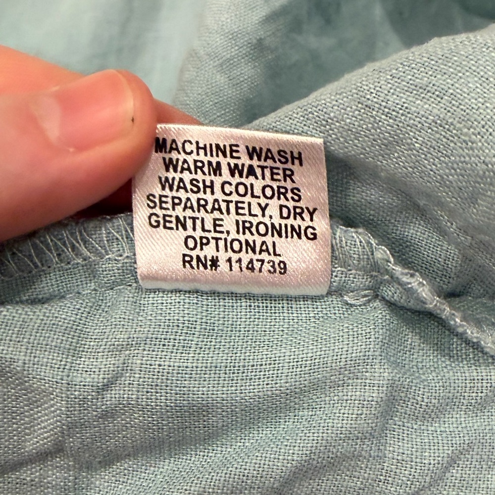 Flax 100% Linen Pastel Blue Boxy Tunic Top Size Medium Coastal Lagenlook - Picture 11 of 16